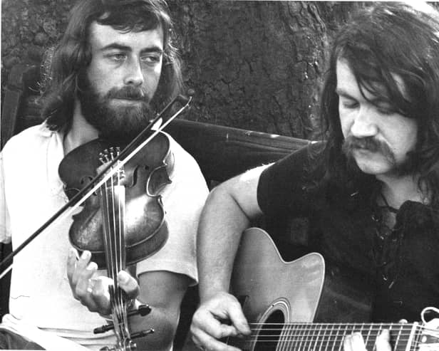 Dick Gaughan and Aly Bain in the Netherlands in 1972.