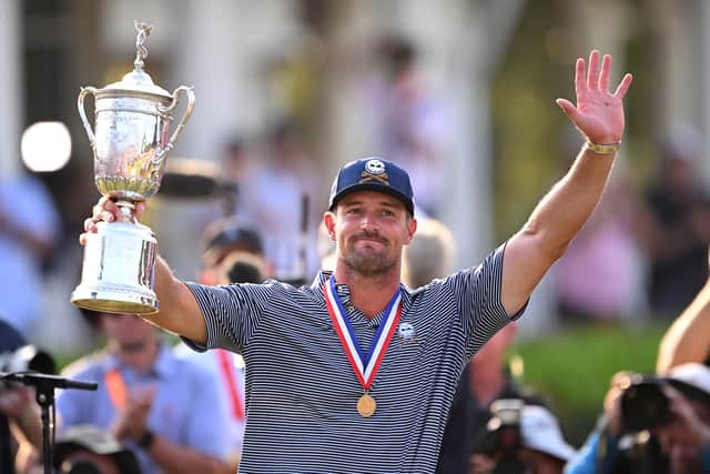 LIV Golf player Bryson DeChambeau celebrates winning last year’s US Open at Pinehurst after a dramatic finish 