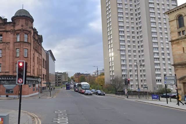 Cowcaddens Road in Glasgow, where the sinkhole has appeared