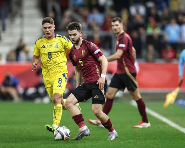 Rangers midfielder Nicolas Raskin started in Belgium's 3-0 win against Ukraine last night. Cr: Getty Images.