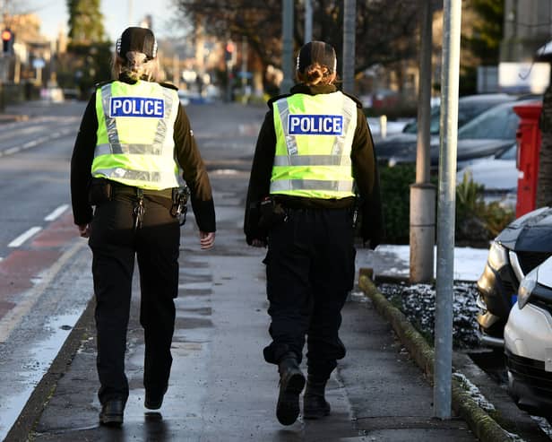 Police officers on patrol on the streets of Grangemouth