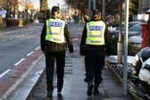 Police officers on patrol on the streets of Grangemouth