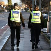 Police officers on patrol on the streets of Grangemouth