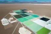 Brine pools containing lithium carbonate at a mine in the Atamaca desert in Chile (Picture: John Moore)