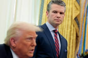 US Defence Secretary Pete Hegseth, seen with Donald Trump, discovered operational security was not quite as 'clean' as he thought (Picture: Anna Moneymaker)