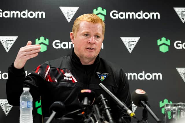 New Dunfermline Athletic manager Neil Lennon speaks to the press.