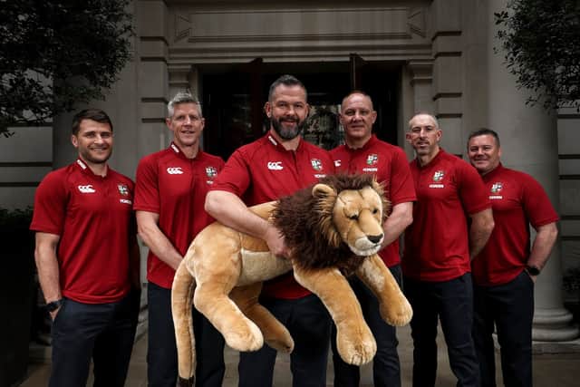 The 2025 Lions coaching team: Richard Wigglesworth, Simon Easterby, Andy Farrell, John Dalziel, Andrew Goodman and John Fogarty.