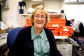 Hospital receptionist Cathie Lackie at work