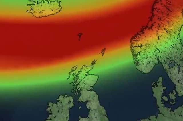 A Met Office map shows where in Scotland the Northern Lights could be visible tonight.