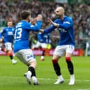 Rangers Nicolas Raskin celebrates with Vaclav Cerny after scoring in the 3-2 win over Celtic.  (Photo by Craig Foy / SNS Group)