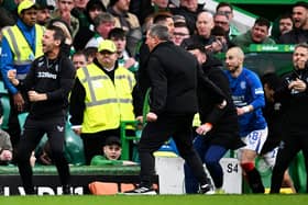 Vaclav Cerny (right) sets off down the touchline to celebrate Rangers' late winner against Celtic at Parkhead. 