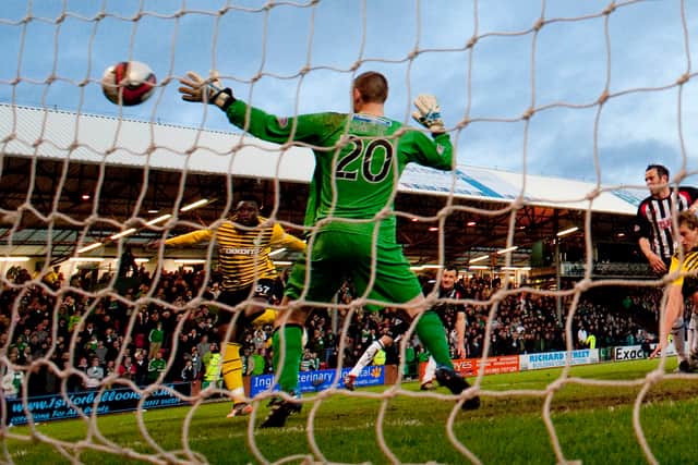 Victor Wanyama scores for Celtic at East End Park against Dunfermline in 2012.