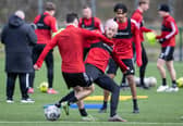 Queen's Park train ahead of their big day on Sunday.