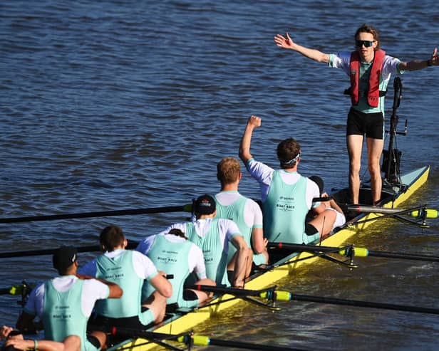 Cambridge celebrate victory over Oxford in last year's race.
