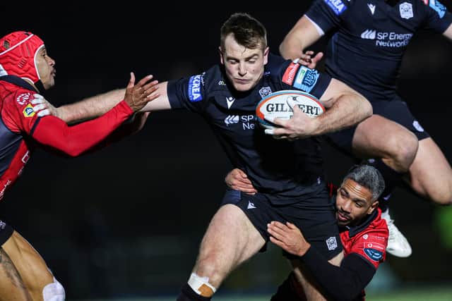 Glasgow Warriors' Stafford McDowall in action during the win over Emirates Lions at windswept Scotstoun.  (Photo by Craig Williamson / SNS Group)
