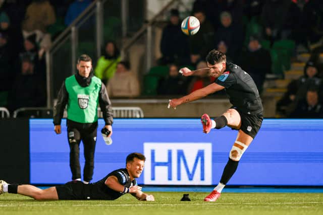 Adam Hastings landed six from six conversions but had to enlist the help of George Horne to cope with the wind.