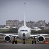 A Poseidon MRA1 plane, designed for submarine-hunting and the tracking of maritime targets, arrives at RAF Lossiemouth (Picture: Jane Barlow)