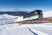 The funicular railway at Cairngorm Mountain ski area