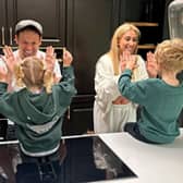 Joe Swash with Rose, Stacey Solomon with Rex