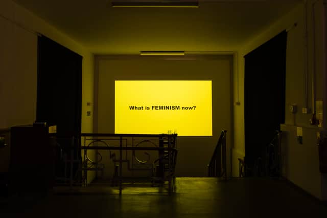 Installation view of the Suzanne Lacy exhibition at Cooper Gallery, Dundee