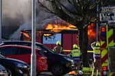 Emergency services at the scene of a fire at an industrial unit in Broomlee Road, Cumbernauld, North Lanarkshire. Picture: Andrew Milligan/PA Wire