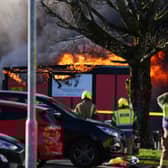 Emergency services at the scene of a fire at an industrial unit in Broomlee Road, Cumbernauld, North Lanarkshire. Picture: Andrew Milligan/PA Wire