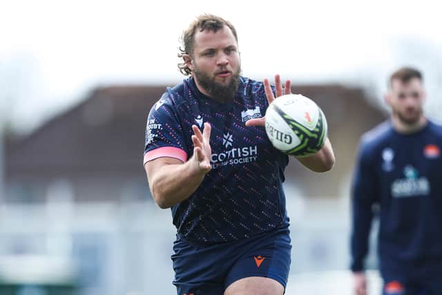 Pierre Schoeman during an Edinburgh Rugby training session ahead of the Challenge Cup ties against the Emirates Lions.