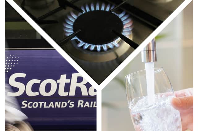 Energy and water bills, as well as ScotRail fares, are among those all going up on April 1