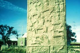The 'battle scene' stone at Aberlemno churchyard, which some believe may depict the Battle of Dun Nechtain, fought nearby in 685 when the Picts killed King Ecgrith of Northumbria, the most powerful warrior of the day in a move which led to the creation of Scotland itself. 