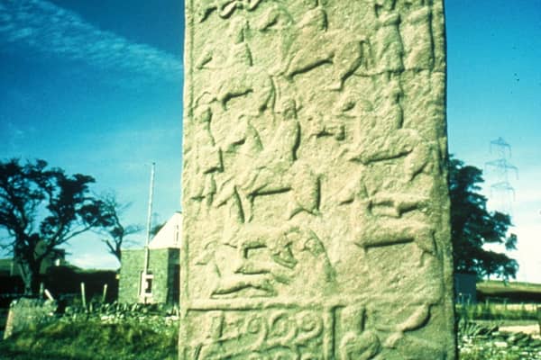 The 'battle scene' stone at Aberlemno churchyard, which some believe may depict the Battle of Dun Nechtain, fought nearby in 685 when the Picts killed King Ecgrith of Northumbria, the most powerful warrior of the day in a move which led to the creation of Scotland itself. 