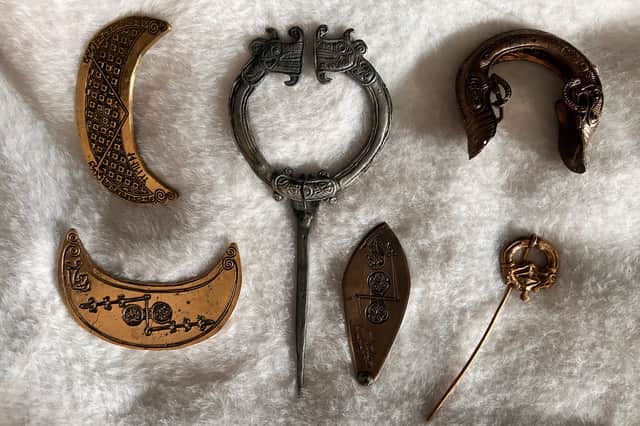 A collection of replica Pictish jewellery held by the Pictish Room at Aberlemno Village Hall, which is run by volunteers. PIC: Contributed.