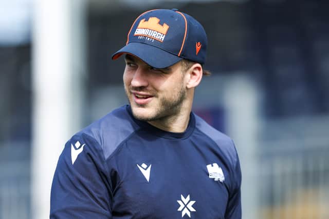 Wes Goosen during an Edinburgh Rugby training session at Hive Stadium.