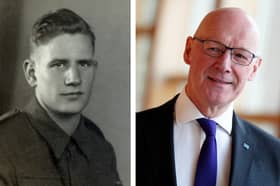 Corporal Thomas Peck Hunter, who was killed in April 1945, and his nephew, John Swinney, First Minister of Scotland