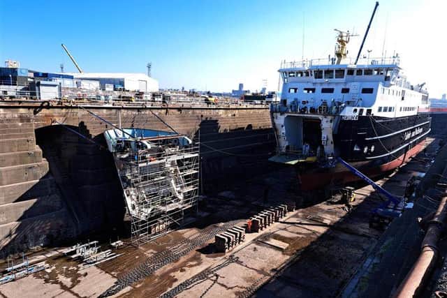 Hebrides with bow visor removed