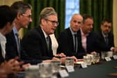 Prime Minister Sir Keir Starmer chairs a roundtable discussion with business leaders after US President Donald Trump slapped a 10 per cent tariff imports from the UK (Picture: Ben Stansall)