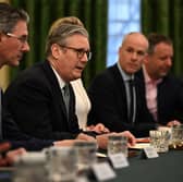 Prime Minister Sir Keir Starmer chairs a roundtable discussion with business leaders after US President Donald Trump slapped a 10 per cent tariff imports from the UK (Picture: Ben Stansall)