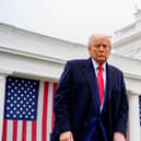 US president Donald Trump departs after signing executive orders imposing tariffs on imported goods during a "Make America Wealthy Again" trade announcement event in the Rose Garden at the White House. Picture: Andrew Harnik/Getty Images