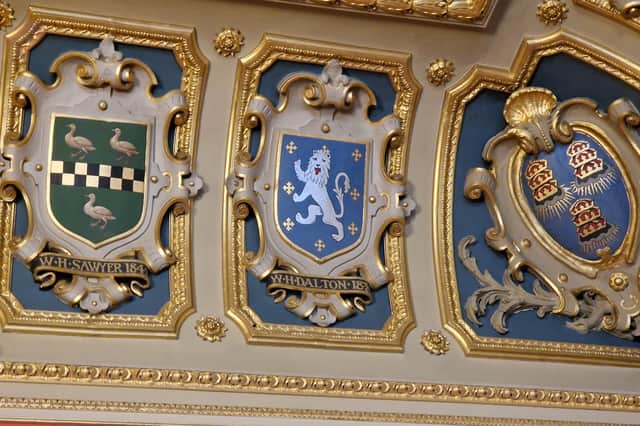 The Dalton family crest in the Court Dining Room of Drapers Hall