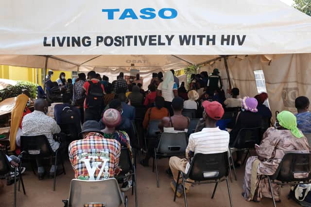 People attend an HIV clinic day in Kampala, Uganda. Following US cuts to overseas aid, Dr Bernard Etukoit said there was a lot of panic, fear, and anxiety among their clients (Picture: Hajarah Nalwadda)