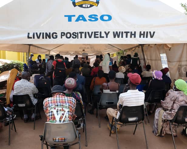 People attend an HIV clinic day in Kampala, Uganda. Following US cuts to overseas aid, Dr Bernard Etukoit said there was a lot of panic, fear, and anxiety among their clients (Picture: Hajarah Nalwadda)