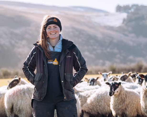 Nicola Wordie, who farms near Huntly, in Aberdeenshire 