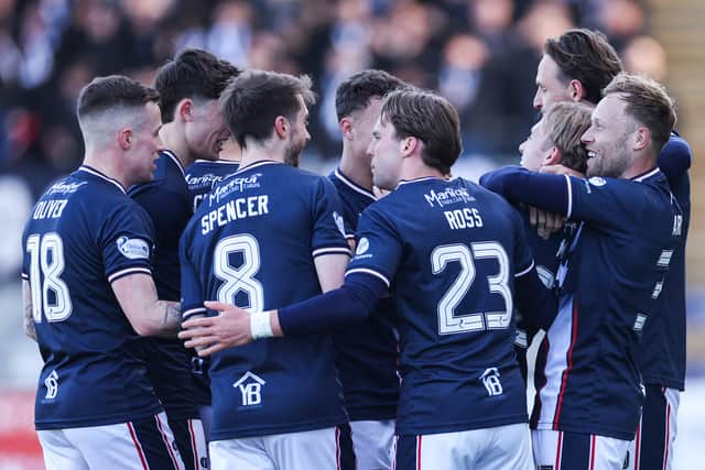 Falkirk celebrate their big win over Morton.