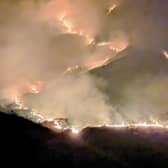 A photo taken by the campers who were rescued by helicopter as the wildfire got closer to them in the Galloway Forest Park area 