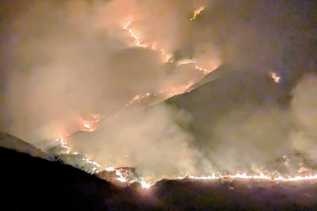 A photo taken by the campers who were airlifted to safety in a dramatic rescue mission after wildfire flames ripped through the area where they were camping 