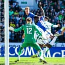 St Johnstone's Daniels Balodis (centre) scores to secure a 1-0 win over Celtic at McDiarmid Park.  (Photo by Craig Williamson / SNS Group)