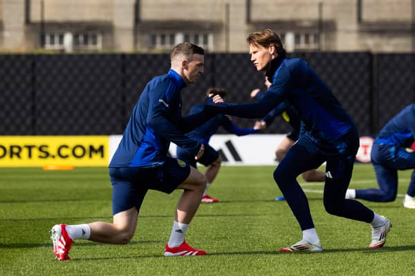 Scotland team-mates Lewis Ferguson (L) and Scott McTominay go head to head in Serie A on Monday night as Bologna host Napoli. (Photo by Craig Foy / SNS Group)