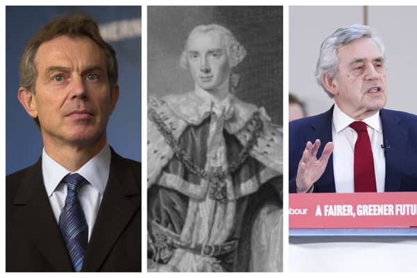 Sir Tony Blair, John Stuart the 3rd Earl of Bute, and Gordon Brown