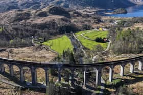A 1950s diesel locomotive pulls the Jacobite carriages in place of the Jacobite due to it being unable to run because of the high risk of wildfires in Glenfinnan. Picture: Jeff J Mitchell/Getty Images