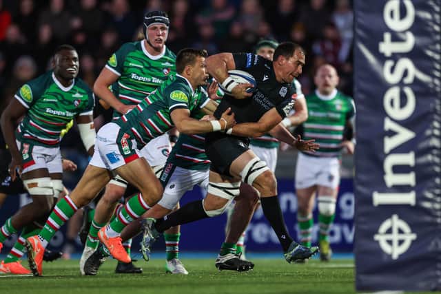 Glasgow Warriors' Henco Venter scored two tries in the Investec Champions Cup win over Leicester Tigers at Scotstoun.