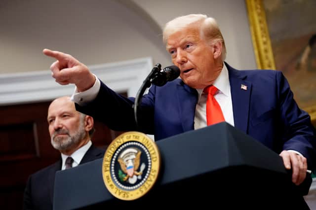 Donald Trump's tariffs have already persuaded more than 50 countries to start to talk about new trade deals, with lower tariffs for US goods (Picture: Andrew Harnik)